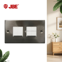 Interrupteur en acier inoxydable à 4 pôles, 1/2 voie, 10A 250V, norme britannique, angle droit, IP20, installation facile pour prises domestiques et de bureau