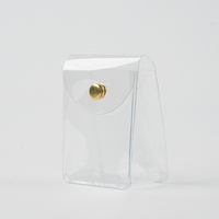 Logo personnalisé Pvc givré clair bouton sac Transparent couleur trousse de toilette maquillage pochette avec bouton pression pour petits cosmétiques