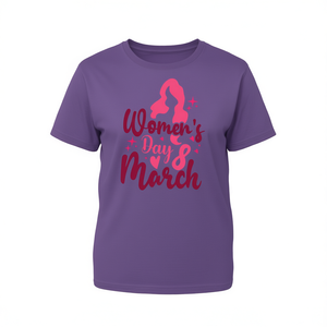 Maglietta casual con stampa femminista, girocollo in cotone, manica corta, con grafica per la Giornata della Donna - Product Image 1