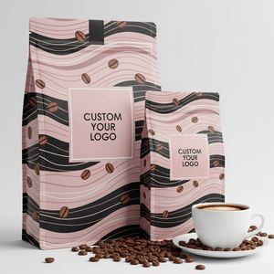 Sachets personnalisés à fond plat pour grains de café, en Mylar et feuille d'aluminium, avec valve et fermeture Ziplock, pour torréfacteurs, MOQ 500 pièces, conformes FDA - Product Image 2