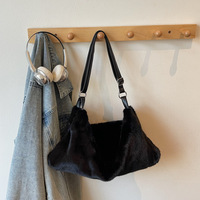Sac fourre-tout en peluche blanc cassé, couleur unie, sac à main en fourrure Teddy avec boucle métallique pour femme