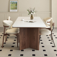 Delifeng Ensemble de table à manger en bois massif de style crème, planche de roche rectangulaire simple moderne, support complet, bambou pour meubles de maison pour