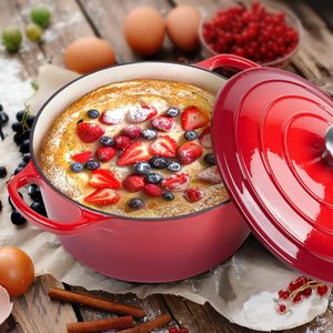 Olla de <span class=keywords><strong>Hierro</strong></span> <span class=keywords><strong>Fundido</strong></span> con Revestimiento de Esmalte de Color Degradado Premium para Cocina Casera y Cenas Festivas - Product Image 4