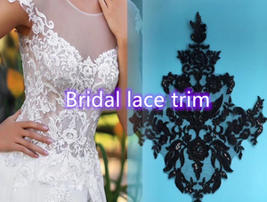 Borde de encaje/borde de encaje floral blanco para novia/patrón diferente con cuentas a mano y diseños bordados - Product Image 3