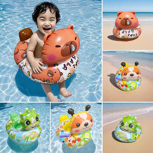 Siège gonflable portable pour enfants en forme de capybara, avec appui-tête épaissi, en PVC écologique, pour piscine de bébé - Product Image 4