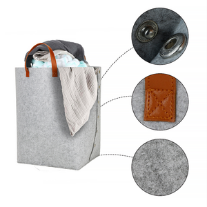 Panier à linge en feutre gris avec poignées, pliable, panier à linge sale, bac de rangement - Product Image 2