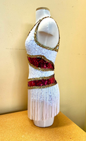 Uniforme de majorette blanc à paillettes léger pour les défilés d'été et les événements de danse en plein air Uniforme de majorette