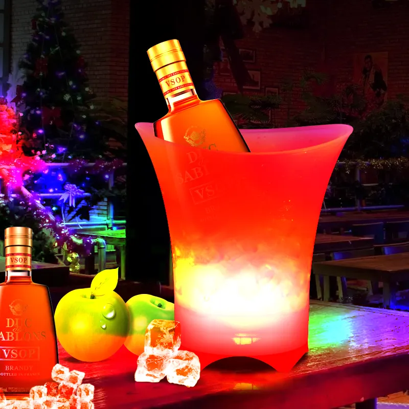 Cubo de hielo plegable LED con altavoz estéreo KTV Bar fiesta forma ovalada Led lujo intermitente vino vodka whisky cubos de champán