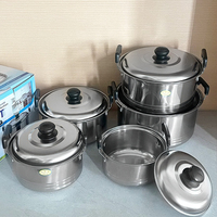 Ensemble de casseroles classiques en acier inoxydable de 10 pièces, 16-24 cm, marmite à soupe profonde, cuiseur vapeur, pot de cuisson écologique isolé