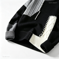 Pull en tricot torsadé patchwork pour homme, col rond, doux, chaud, décontracté, pour l'automne et l'hiver