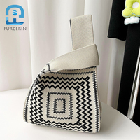 Design de Niche fille rose tricoté tout, sac fourre-tout Portable tissé à une épaule hors de la rue doit avoir Simple élégant