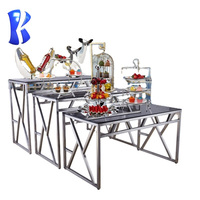 Table de buffet de restaurant d'hôtel Okey table de présentation de collations en acier inoxydable tables de buffet en verre multifonctionnelles