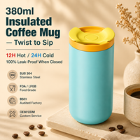 Thermos isotherme en acier inoxydable de 380 ml, design moderne, personnalisable avec logo, couleurs variées, cadeau d'affaires, tasse à café, gobelet, 12-24 heures, anti-fuite