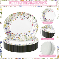 Assiette en papier ovale à motif floral, taille 12,5x10 pouces, pour baptême de bébé, anniversaire, fête du thé et décoration de fête de jardin