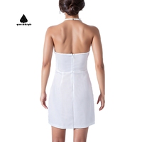 Original Robe Femme Élégante Blanc Mini Robe pour Femmes Nouveaux Styles Solide Décontracté Mode Dames Robe Courte Avec Noeud