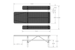 Mesa de pícnic comercial ADA de 8 pies con metal perforado y doble voladizo para restaurantes y plazas comerciales - Product Image 5