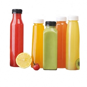 Botella de Plástico Transparente para Bebidas, Jugos y Agua, de Grado Alimenticio, Cuadrada, con Tapa, de 8oz, 12oz y 16oz, Venta al Por Mayor - Product Image 1