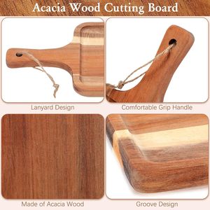 Wooden Cutting <b>Board</b> With Handle Acacia Wood Pizza Serving <b>Board</b> Rectangle Solid Wood Dessert <b>Cake</b> Plate - Product Image 4