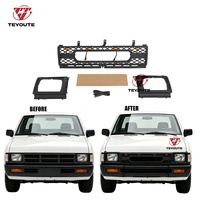 Grille avant noire ABS modifiée et améliorée TEYOUTE avec lumière ambre, compatible avec NISSAN D21 Pickup 1990-1992