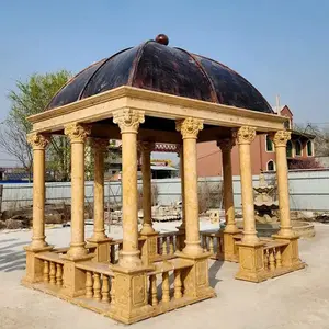 High Quality Customized Greek Style Outdoor Marble Gazebo Granite Stone Pavilion Sculpture