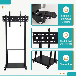 Support <span class=keywords><strong>TV</strong></span> mobile robuste taille 1300, chariot roulant réglable en hauteur pour écrans de <span class=keywords><strong>32</strong></span> à 75 pouces, VESA 600x400, montage au sol sans perçage - Product Image 3