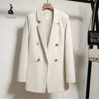 Blazer élégant pour femmes grandes tailles YZ, col à revers, boutons de luxe, veste de costume de bureau tendance