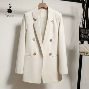 <span class=keywords><strong>Blazer</strong></span> élégant pour femmes grandes tailles YZ, col à revers, boutons de luxe, veste de costume de bureau tendance - Product Image 1