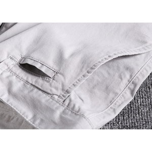 Shorts pour hommes, bermudas unies décontractées, taille mi-haute, fermeture boutonnée, devant plat, shorts d'été - Product Image 6