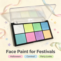 Palette de peinture pour le visage à base d'eau, écologique, non toxique, 8 couleurs, kit de maquillage portable pour la peinture corporelle pour enfants, fête d'Halloween