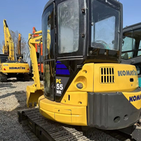Excavatrice sur chenilles hydraulique japonaise KOMATSU PC55 d'occasion, 28,3 kW, 5,5 tonnes, pour la pose de pipelines et l'entretien routier