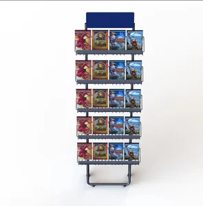 Retail DVD Display Rack for CD Store Metal 4 Tier Card rack