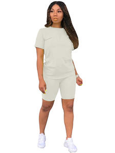 2024 одежда для бега с индивидуальным логотипом, 2 шт., повседневные шорты с коротким рукавом, сексуальный комплект из двух предметов, женские короткие брюки - Product Image 6