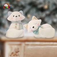 Zaves Élégant Intérieur Blanc Renards Paire Décoration De Noël En Peluche Et En Peluche Thème De La Neige D'hiver pour La Maison De Tous Les Jours