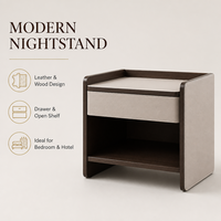 Table de chevet moderne en cuir beige avec tiroir et étagère pour chambre à coucher, salon, bureau à domicile, hôtel, appartement