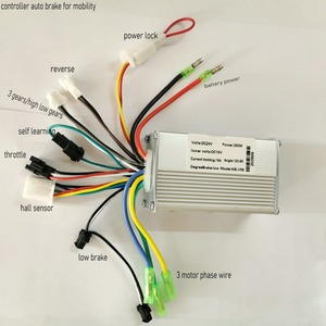 ตัวควบคุมความเร็วมอเตอร์ BLDC อัจฉริยะ 24v36v48v 250w350w 6 Mosfet EBS ไม่ต้องใช้คันเบรก สำหรับสกู๊ตเตอร์ไฟฟ้า รถจักรยานยนต์ไฟฟ้า - Product Image 2