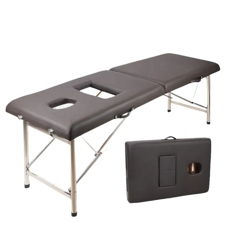 Массажный стол из нержавеющей стали, 2 секции, профессиональная массажная кровать для лица, из нержавеющей стали, массажная кровать для салона высокого качества