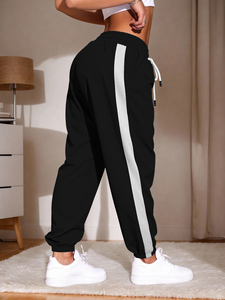 Pantaloni sportivi comodi Casual da donna con strisce laterali da jogging atletico per palestra o abbigliamento da ginnastica per uso domestico - Product Image 2