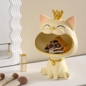 Gato Boca Grande Creativo Sala de Estar Entrada DE LA Casa Decoración de Almacenamiento Artesanía de Resina Decoración de Gato del Destino - Product Image 6
