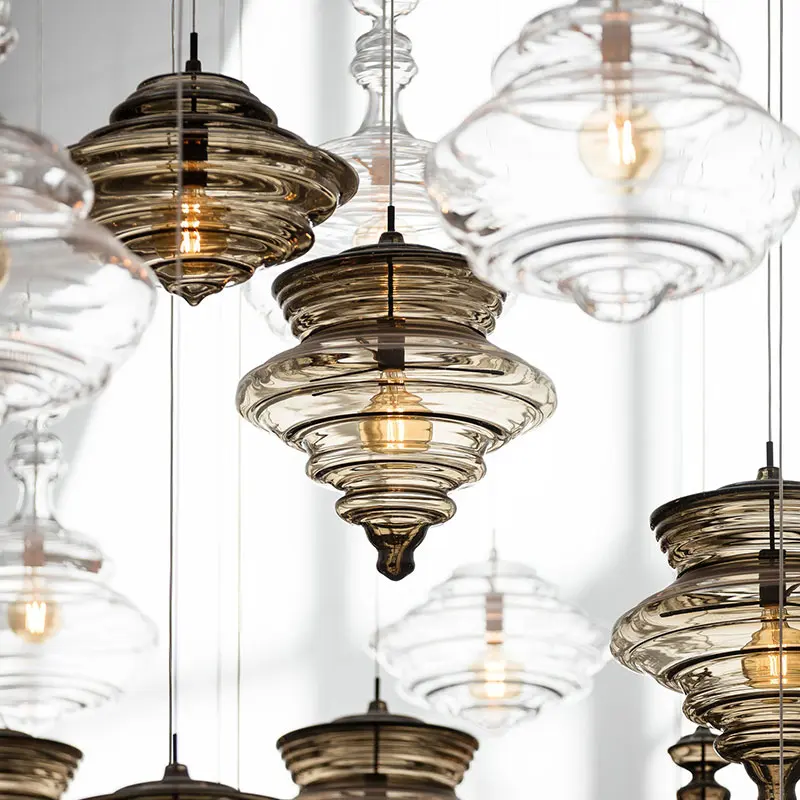 Декоративный подвесной светильник в форме серого и прозрачного стекла E27 Подвесной светильник в западном стиле Абажур 110 В 220 В Лампы