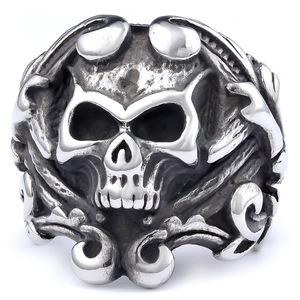 Viking kafatası yüzük paslanmaz çelik korsan takı erkekler için Norse mitoloji Inspired paslanmaz çelik şerit toptan gotik yüzük - Product Image 3