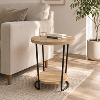 Table d'appoint ronde moderne avec cadre en métal doré et plateau en bois, marbre, bambou ou résine, table basse pour salon, OEM ODM