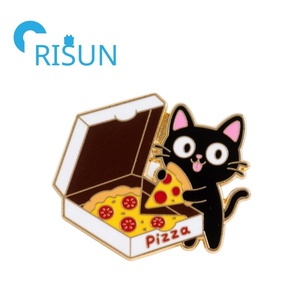 Fábrica al por mayor Metal queso hamburguesa Pizza amante Pin insignia Pizza rebanada esmalte solapa Pin personalizado Pizza caja Pin broche - Product Image 2