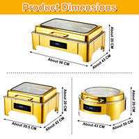 Chauffe-Plats Électrique de Luxe 6L 9L Doré, Réchaud de Buffet en Acier Inoxydable à Température Numérique Contrôlée pour Buffet