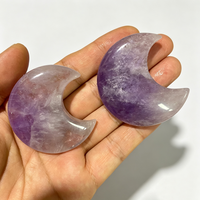 Figurines étoiles et lunes en améthyste naturelle polie de 3-5 cm pour la décoration intérieure et l'artisanat de guérison en cristal