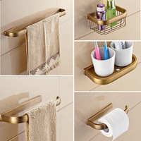 Ensemble de porte-serviettes de style européen en cuivre massif avec finition laiton antique, design à barre simple/double pour salle de bain d'hôtel