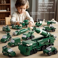 Qiwu Blocs de construction en plastique ABS 12-en-1, Jouet DIY, Modèle à assembler : Camion de transport de troupes, Hélicoptère, Avion de chasse, Kayak, Sous-marin