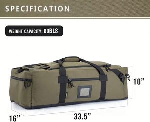 Mochila de Lona de Poliéster Impermeable de Gran Capacidad de 86L con Correas de Hombro Ocultas y Cierre de Cremallera - Product Image 6