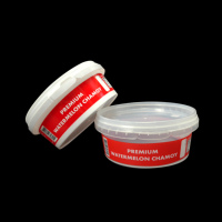 Bac en plastique PP blanc jetable avec couvercle, récipient de qualité supérieure pour sauce chamoy à la pastèque, seau de stockage alimentaire