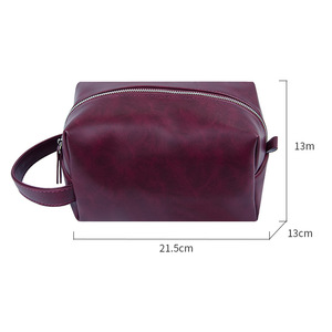 Bolsa de Cosméticos Retro de Cuero PU, Bolsa de Viaje de Gran Capacidad, Bolsa de Maquillaje Multifuncional con Cremallera y Asa para Lápiz Labial - Product Image 5