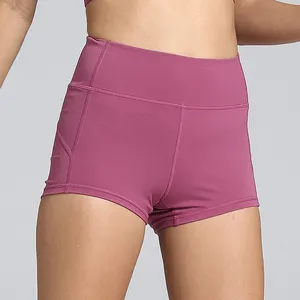 Pantalones cortos deportivos de Yoga para mujer, Shorts de cintura alta ajustados personalizados para gimnasio